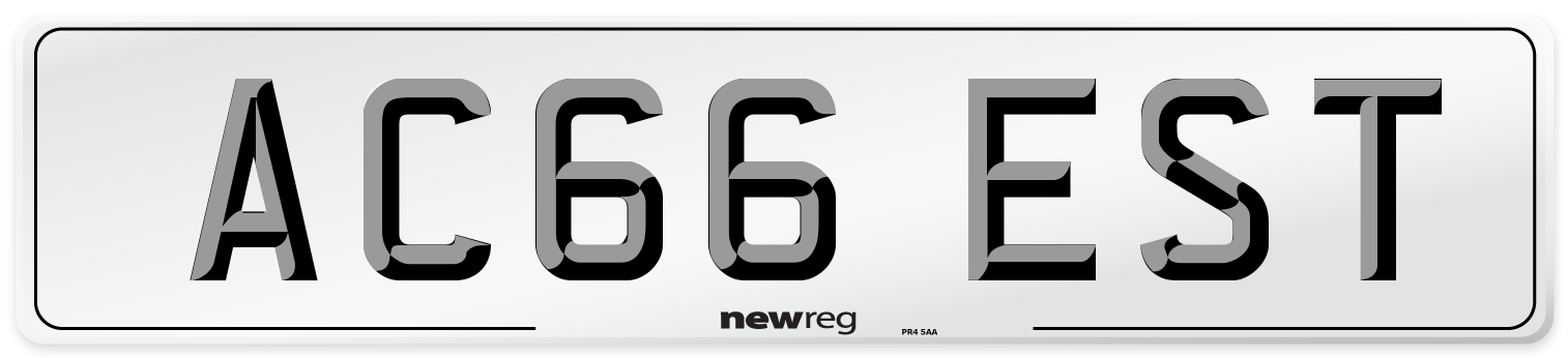 AC66 EST Number Plate from New Reg